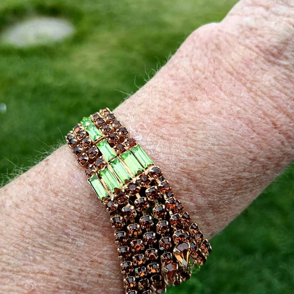 ALICE CAVINESS PARURE URANIUM GLASS 12K GOLD FILLED SET - Picture 5 of 12